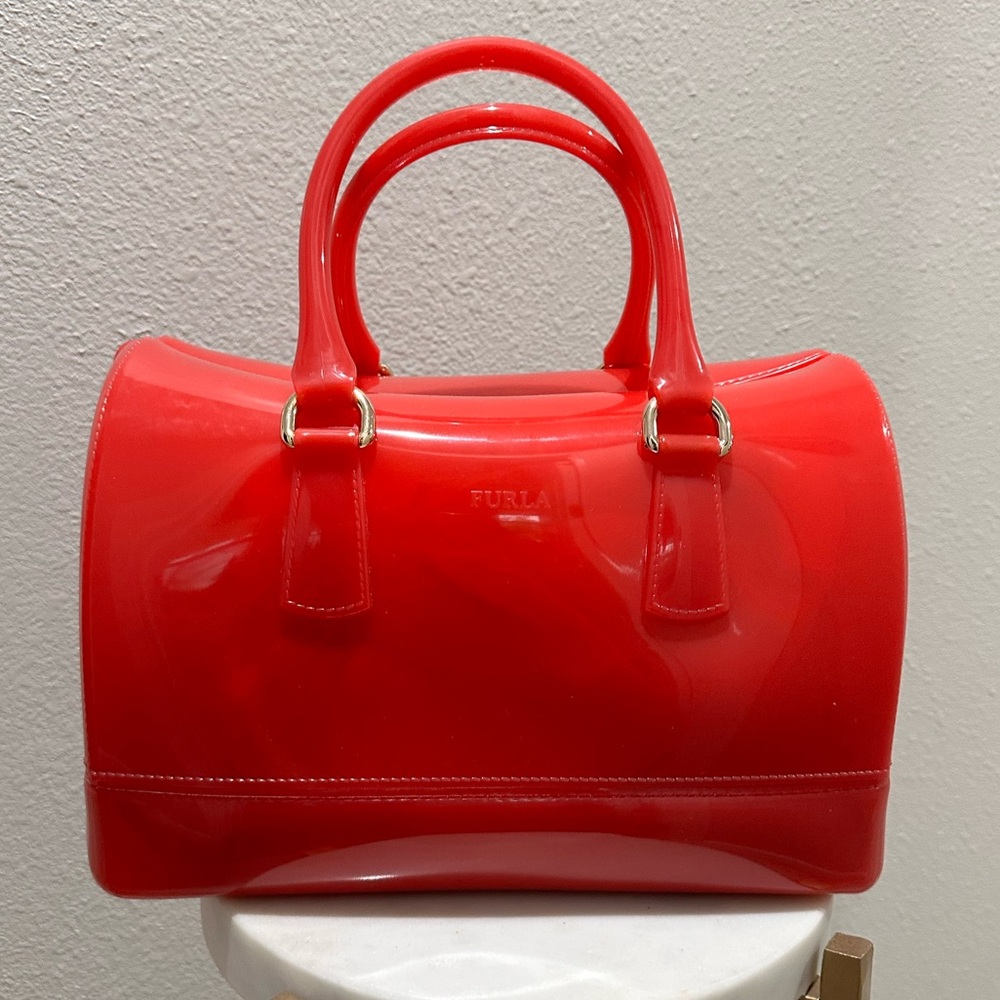 Furla “Candy” transparent jelly handbag.